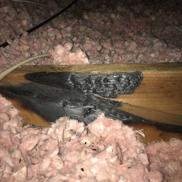Lightening strike in an attic | home inspectors Fayetteville AR | Fayetteville AR | Home Inspection