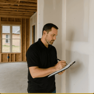 Home inspector Fayetteville AR checking drywall for warranty issues